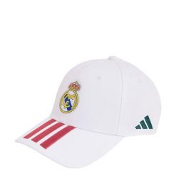 Czapka bejsbolowa Real Madryt. Białe czapki z daszkiem damskie Adidas, bez wzorów, z bawełny. Za 99.95 zł.