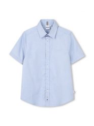 BOSS Koszula J53160 D Błękitny Regular Fit. Niebieskie koszule chłopięce Boss, bez wzorów, z bawełny, bez kołnierzyka, bez ramiączek. Za 333.99 zł.