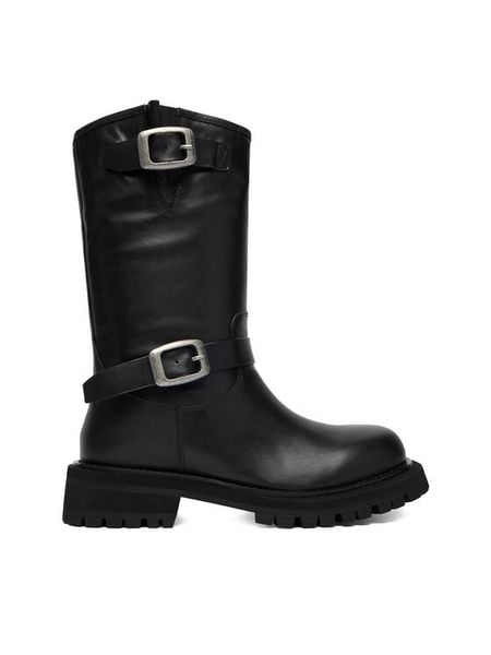 G-Star Raw Botki EO-ERVA-LT2520-101 Czarny. Czarne botki damskie G-Star Raw, ze skóry, retro, bez obcasa, na płaskiej podeszwie, bez zapięcia. Za 289.99 zł.