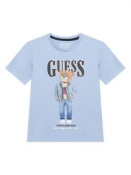 Guess T-Shirt L6RI11 K8HM4 Błękitny Regular Fit. Niebieskie t-shirty i koszulki chłopięce Guess, z aplikacjami, z bawełny, bez kołnierzyka, bez ramiączek. Za 99.99 zł.