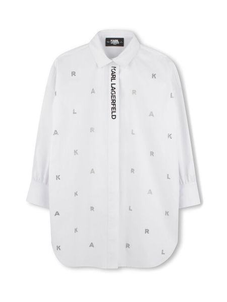 Karl Lagerfeld Kids Sukienka koszulowa Z30463 S Biały Relaxed Fit. Białe sukienki dziewczęce Karl Lagerfeld Kids, bez wzorów, z bawełny, bez ramiączek, koszulowe. Za 299.99 zł.