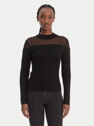 Guess Sweter W6RR70 Z2YK2 Czarny Regular Fit. Czarne swetry klasyczne damskie Guess, s, z wiskozy, bez kołnierzyka. Za 439.99 zł.