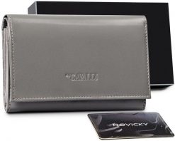 Portfel skórzany Cavaldi RD-22-GCL-0887 szary. Szare portfele damskie 4U Cavaldi, bez wzorów, ze skóry. Za 67.99 zł.