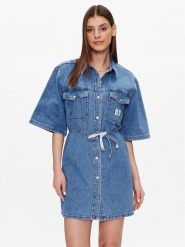 Calvin Klein Jeans Sukienka jeansowa J20J220666 Niebieski Relaxed Fit. Niebieskie sukienki damskie Calvin Klein Jeans, bez wzorów, z bawełny, bez ramiączek. Za 549.99 zł.