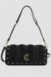 JUST CAVALLI Czarna torebka Gothic Woving. Czarne torebki wieczorowe damskie Just Cavalli, bez wzorów, ze skóry ekologicznej, bez dodatków. W wyprzedaży za 499.99 zł.