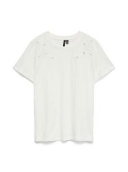 Vero Moda Koszulka w kolorze białym rozmiar: XS. Białe bluzki damskie Vero Moda, xs, bez wzorów, z bawełny, bez kołnierzyka, bez ramiączek. Za 48.73 zł.