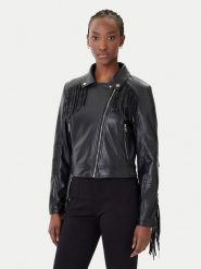 Rinascimento Kurtka z imitacji skóry CFC0124662003 Czarny Regular Fit. Czarne kurtki damskie Rinascimento, xl, bez wzorów, ze skóry, bez kaptura. Za 499.99 zł.