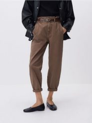 Jeansy paperbag - brązowy. Brązowe jeansy damskie Reserved. Za 139.99 zł.