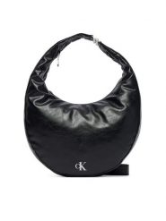 Calvin Klein Torebka Buckle Convertible Hobo Bag LV04F3446G Czarny. Czarne torebki klasyczne damskie Calvin Klein, ze skóry, bez dodatków. Za 649.99 zł.