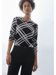 Street One Sweter w kolorze czarno-szarym rozmiar: 42. Czarne swetry klasyczne damskie Street One, ze splotem, bez kołnierzyka. Za 105.38 zł.