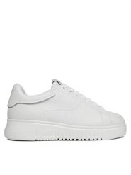 Emporio Armani Sneakersy X3X024 XF768 00001 Biały. Białe obuwie sportowe damskie Emporio Armani, ze skóry, bez zapięcia. Za 679.99 zł.