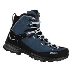 Buty trekkingowe damskie Salewa Mtn Trainer 2 Mid Gtx. Niebieskie obuwie trekkingowe damskie Salewa, z materiału, bez zapięcia. Za 1,144.00 zł.