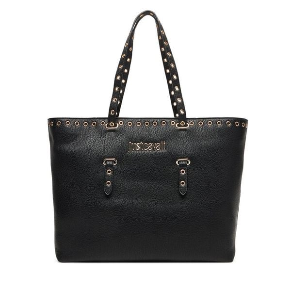 Torebka Just Cavalli. Czarne shopper bag Just Cavalli, bez dodatków. Za 542.99 zł.