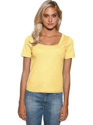 Heine Koszulka w kolorze żółtym rozmiar: 44. Żółte bluzki damskie Heine, bez wzorów, z bawełny, bez kołnierzyka, bez ramiączek. Za 56.99 zł.