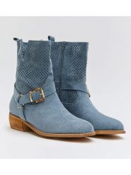 Belucci Botki w kolorze niebieskim rozmiar: 39. Niebieskie botki damskie Belucci, bez obcasa, bez zapięcia. Za 189.29 zł.