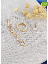 Atelier MIU Kolczyki-kreole (3 szt.) z cyrkoniami rozmiar: onesize. Żółte kolczyki damskie atelier MIU, z cyrkonią, z mosiądzu. Za 69.91 zł.