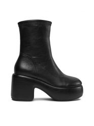 Bronx Botki Ankle boots 47516-A Czarny. Czarne botki damskie Bronx, ze skóry, bez obcasa, na słupku, bez zapięcia. Za 699.99 zł.