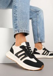 Czarne Sneakersy z Geometrycznym Zdobieniem Avislia. Czarne obuwie sportowe damskie Born2be, z jeansu, bez zapięcia. Za 99.99 zł.