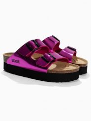 BACKSUN Klapki "Maldives" w kolorze fioletowym rozmiar: 37. Różowe klapki damskie Backsun, bez wzorów, z otwartym noskiem, bez obcasa, na platformie, bez zapięcia. Za 130.99 zł.