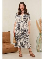 Curvy Lady Sukienka w kolorze czarno-kremowym rozmiar: 44/46. Brązowe sukienki damskie Curvy Lady, z aplikacjami, z wiskozy, klasyczne, bez ramiączek. Za 149.66 zł.