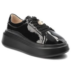 Czarne Sneakersy Artiker Modne Obuwie Damskie. Czarne obuwie sportowe damskie Artiker, na wiosnę, z lakierowanej skóry, bez zapięcia. Za 199.00 zł.