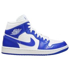 Buty sportowe damskie Air Jordan 1 Mid. Niebieskie obuwie sportowe casual damskie Jordan, bez zapięcia. Za 674.49 zł.