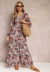 Beżowa Sukienka Demestra. Brązowe sukienki damskie Renee, bez wzorów, boho, bez ramiączek. W wyprzedaży za 67.99 zł.