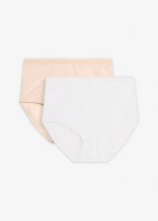 Figi z wysokim stanem (2 pary). Brązowe figi bonprix, bez wzorów. Za 77.99 zł.