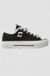 KARL LAGERFELD Czarne trampki damskie KAMPUS MAX NFT. Czarne trampki damskie KARL LAGERFELD, bez wzorów, bez zapięcia. W wyprzedaży za 309.99 zł.