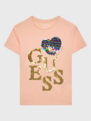 Guess T-Shirt J3GI04 K6YW1 Pomarańczowy Regular Fit. Brązowe koszulki i t-shirty dziewczęce Guess, z aplikacjami, z bawełny, bez kołnierzyka, bez ramiączek. Za 169.99 zł.