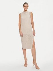 Marella Sukienka dzianinowa Lisetta 2413621015 Beżowy Regular Fit. Brązowe sukienki damskie Marella, bez wzorów, z bawełny, bez ramiączek. Za 709.99 zł.