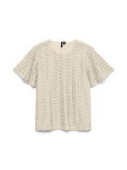 Vero Moda Bluzka w kolorze beżowym rozmiar: XS. Brązowe bluzki damskie Vero Moda, xs, bez wzorów, z koronki, bez kołnierzyka, bez ramiączek. Za 53.17 zł.