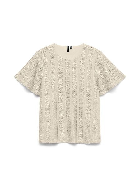 Vero Moda Bluzka w kolorze beżowym rozmiar: L. Brązowe bluzki damskie Vero Moda, l, bez wzorów, z koronki, bez kołnierzyka, bez ramiączek. Za 98.42 zł.