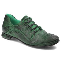 Zielone Półbuty Simen Eleganckie Obuwie Damskie. Zielone półbuty damskie Simen, bez wzorów, ze skóry, bez obcasa, bez zapięcia. Za 309.00 zł.