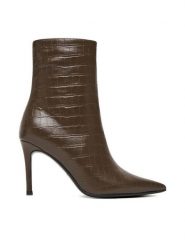 Eva Minge Botki EO-DEMI-GLC6303-6-320 Brązowy. Brązowe botki damskie Eva Minge, ze skóry, bez obcasa, na szpilce, bez zapięcia. Za 359.99 zł.