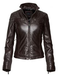 Bugatti Skórzana kurtka w kolorze brązowym rozmiar: 40. Brązowe kurtki damskie Bugatti, bez wzorów, z materiału, bez kaptura. Za 739.99 zł.