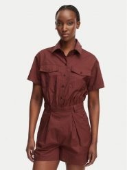 Patrizia Pepe Kombinezon 2T0095/A9B9-B887 Brązowy ciemny Regular Fit. Brązowe sukienki damskie Patrizia Pepe, bez wzorów, z bawełny, bez ramiączek. Za 1,339.00 zł.