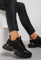 Czarne Sneakersy Myramia. Czarne obuwie sportowe damskie Renee, ze skóry, przed kostkę, bez zapięcia. Za 89.99 zł.