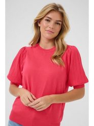 Kaffe Koszulka dzianinowa w kolorze różowym rozmiar: XS. Różowe bluzki damskie Kaffe, xs, bez wzorów, z dzianiny, bez kołnierzyka, bez ramiączek. Za 69.99 zł.