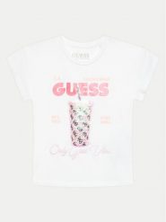 Guess T-Shirt K4GI24 K6YW4 Biały Regular Fit. Białe koszulki i t-shirty dziewczęce Guess, z aplikacjami, z bawełny, bez kołnierzyka, bez ramiączek. Za 169.99 zł.