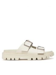 Tommy Jeans Klapki Tjw Double Strap Sandal EN0EN02753 Biały. Białe klapki damskie Tommy Jeans, bez wzorów, z jeansu, bez obcasa, bez zapięcia. Za 239.99 zł.