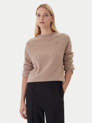 Tommy Hilfiger Sweter WW0WW46438 Beżowy Regular Fit. Brązowe swetry klasyczne damskie Tommy Hilfiger, xxl, z wełny, bez kołnierzyka. Za 559.99 zł.