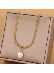 Atelier MIU Pozłacany naszyjnik z elementami ozdobnymi - dł. 45 cm rozmiar: onesize. Białe naszyjniki damskie atelier MIU, z cyrkonią, pozłacane. Za 39.99 zł.