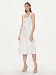 Nissa Sukienka koktajlowa RC14788 Biały Slim Fit. Białe sukienki damskie Nissa, bez wzorów, z syntetyku, wizytowe, bez ramiączek. Za 1,529.00 zł.