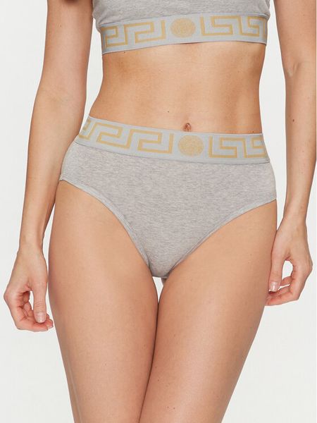 Versace Figi klasyczne z wysokim stanem Greca Border AUD01050 Szary. Szare figi Versace, bez wzorów, z bawełny. Za 209.99 zł.