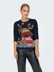 ONLY Sweter w kolorze granatowo-brązowym rozmiar: M. Brązowe swetry klasyczne damskie Only, m, ze splotem, bez kołnierzyka. Za 74.63 zł.