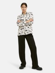 Milano Italy Bluzka w kolorze kremowo-czarnym rozmiar: 44. Brązowe bluzki damskie Milano Italy, bez wzorów, z wiskozy, bez kołnierzyka, bez ramiączek. Za 173.99 zł.