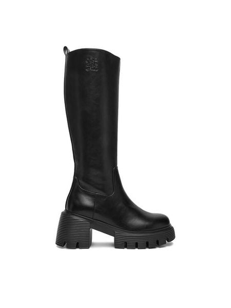 Nine West Kozaki CEO-SUMAYA-01 Czarny. Czarne kozaki damskie Nine West, z materiału, bez obcasa, na słupku, bez zapięcia. Za 329.99 zł.