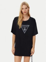 Guess T-Shirt E4GI00 K68D2 Czarny Regular Fit. Czarne t-shirty damskie Guess, xs, z aplikacjami, z wiskozy, bez kołnierzyka. Za 99.99 zł.