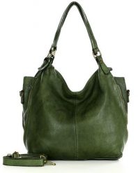 Torebka damska zielona MARCO MAZZINI v47c. Zielone shopper bag MARCO MAZZINI, bez wzorów, z bawełny, na ramię, bez dodatków. Za 489.25 zł.